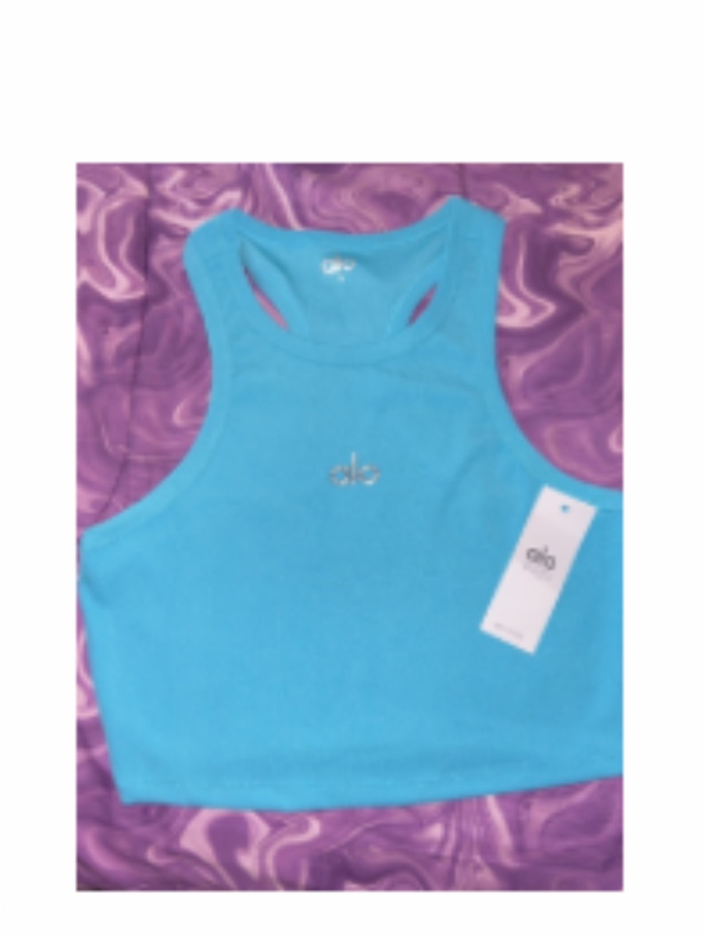 ALO Yoga Bright Aqua Cropped Racerback Tank